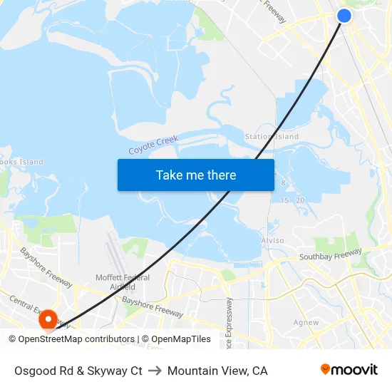 Osgood Rd & Skyway Ct to Mountain View, CA map