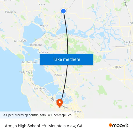 Armijo High School to Mountain View, CA map
