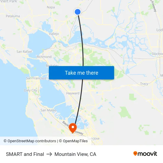 SMART and Final to Mountain View, CA map