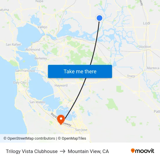 Trilogy Vista Clubhouse to Mountain View, CA map