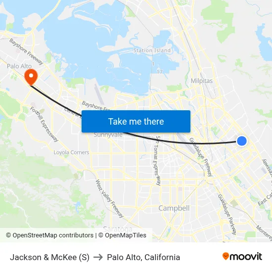 Jackson & McKee (S) to Palo Alto, California map