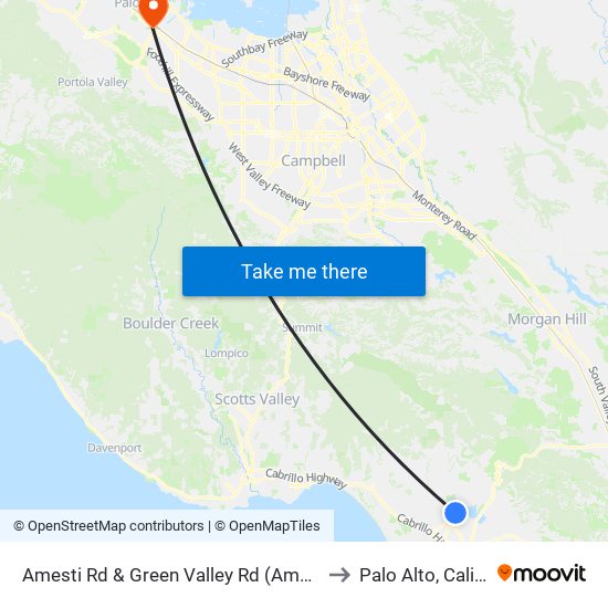 Amesti Rd & Green Valley Rd (Amesti School) to Palo Alto, California map