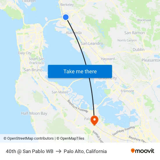 40th @ San Pablo WB to Palo Alto, California map