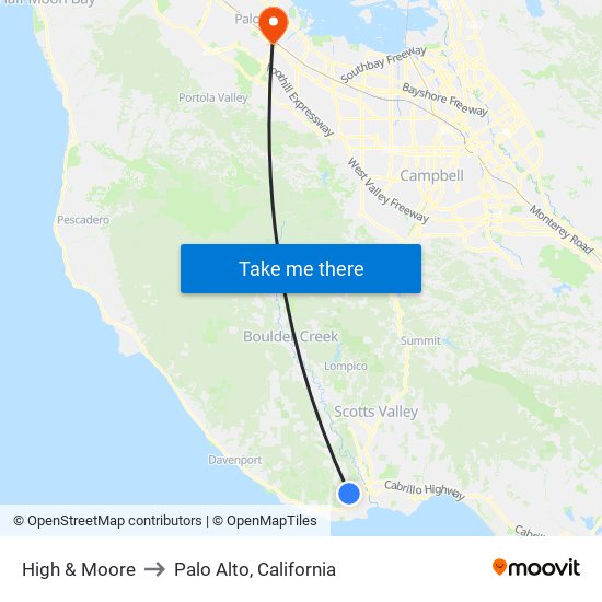 High & Moore to Palo Alto, California map