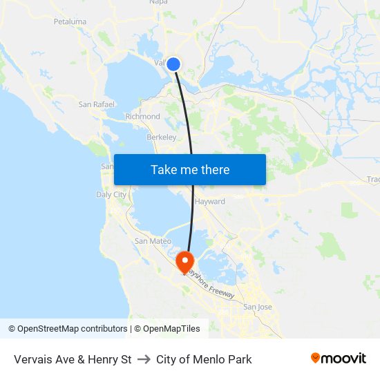 Vervais Ave & Henry St to City of Menlo Park map