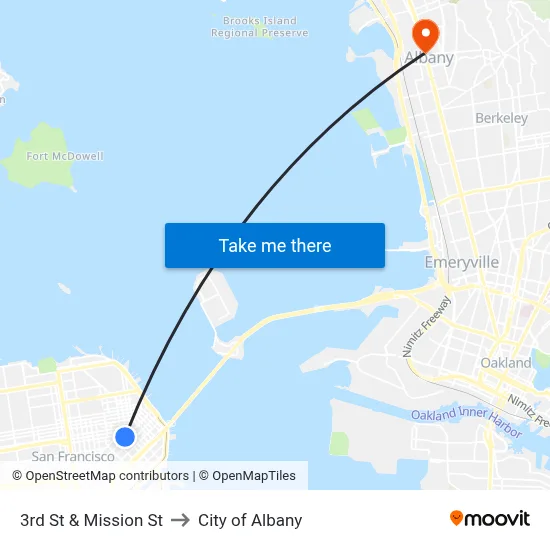 3rd St & Mission St to City of Albany map