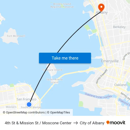 4th St & Mission St / Moscone Center to City of Albany map