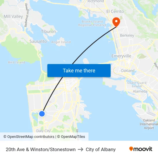 20th Ave & Winston/Stonestown to City of Albany map