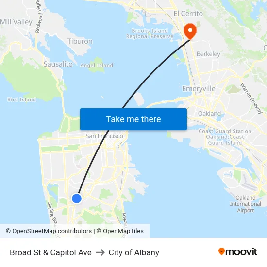 Broad St & Capitol Ave to City of Albany map