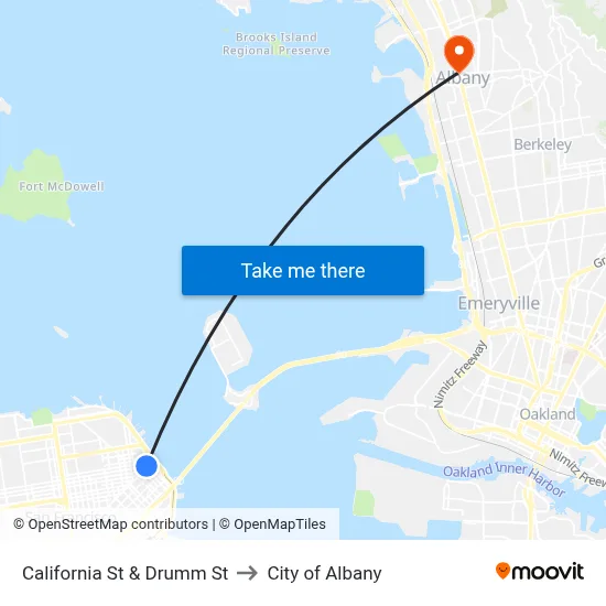 California St & Drumm St to City of Albany map