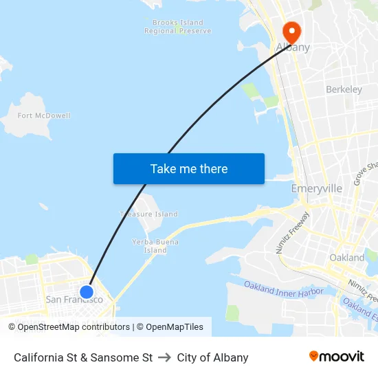 California St & Sansome St to City of Albany map