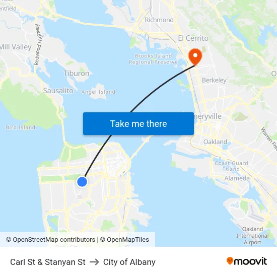 Carl St & Stanyan St to City of Albany map
