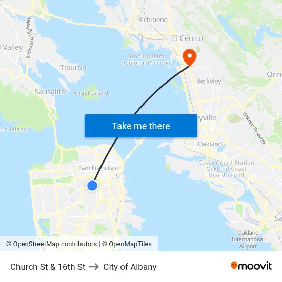 Church St & 16th St to City of Albany map