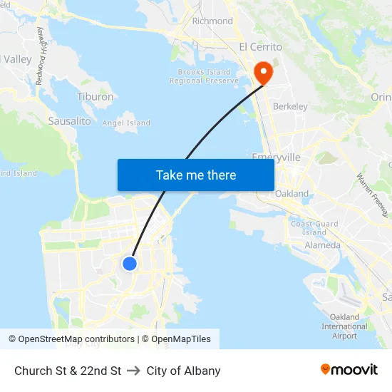 Church St & 22nd St to City of Albany map