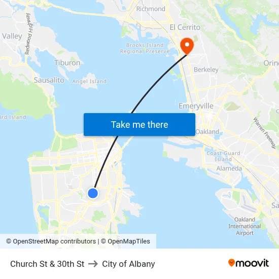 Church St & 30th St to City of Albany map