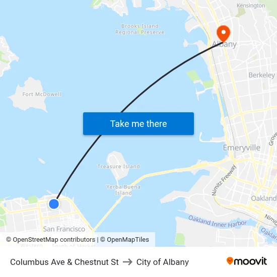Columbus Ave & Chestnut St to City of Albany map