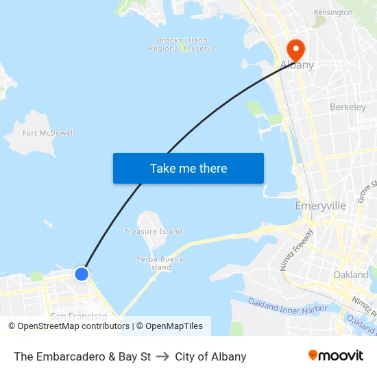 The Embarcadero & Bay St to City of Albany map