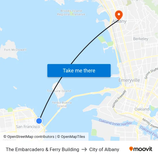 The Embarcadero & Ferry Building to City of Albany map