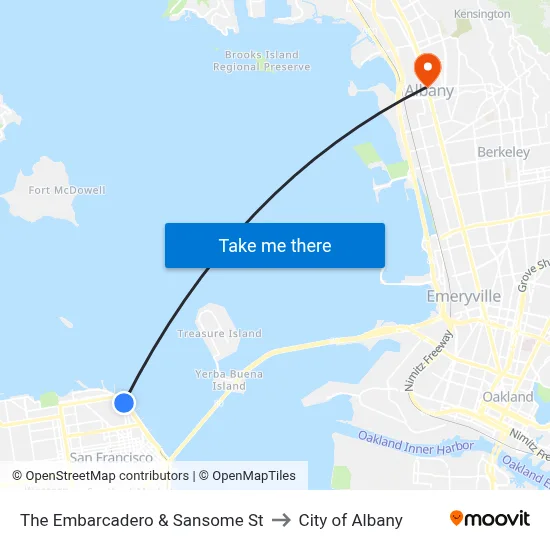 The Embarcadero & Sansome St to City of Albany map