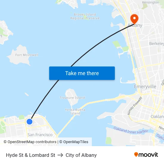Hyde St & Lombard St to City of Albany map