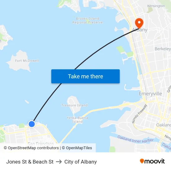 Jones St & Beach St to City of Albany map
