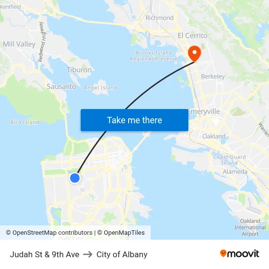 Judah St & 9th Ave to City of Albany map