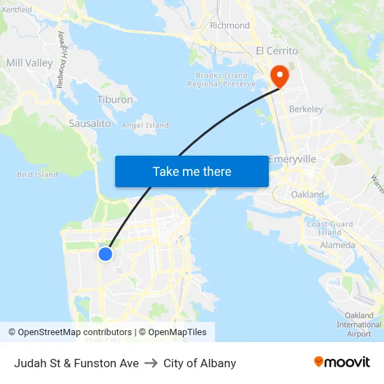 Judah St & Funston Ave to City of Albany map