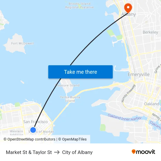 Market St & Taylor St to City of Albany map