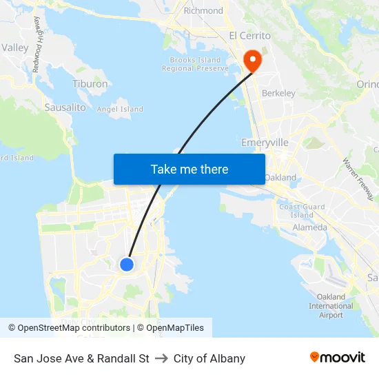 San Jose Ave & Randall St to City of Albany map