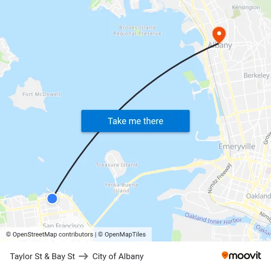 Taylor St & Bay St to City of Albany map