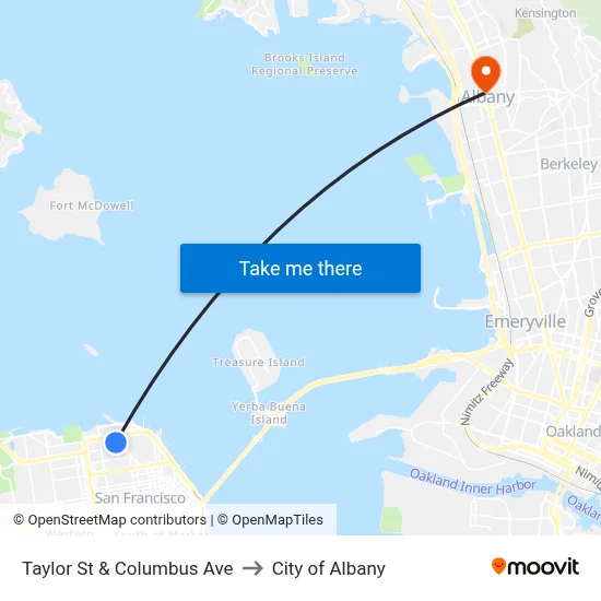 Taylor St & Columbus Ave to City of Albany map