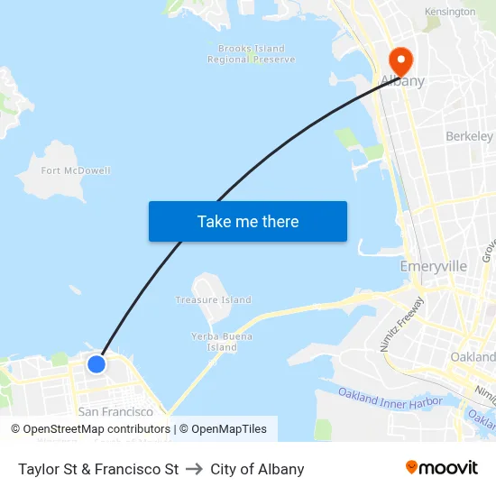 Taylor St & Francisco St to City of Albany map