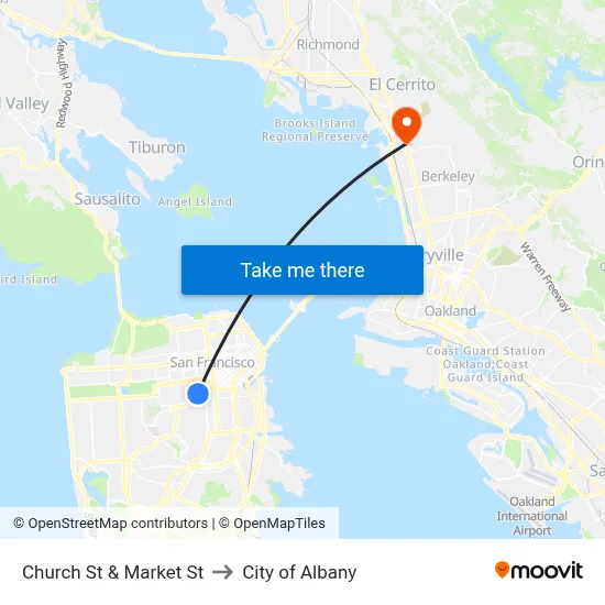 Church St & Market St to City of Albany map