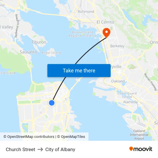 Church Street to City of Albany map