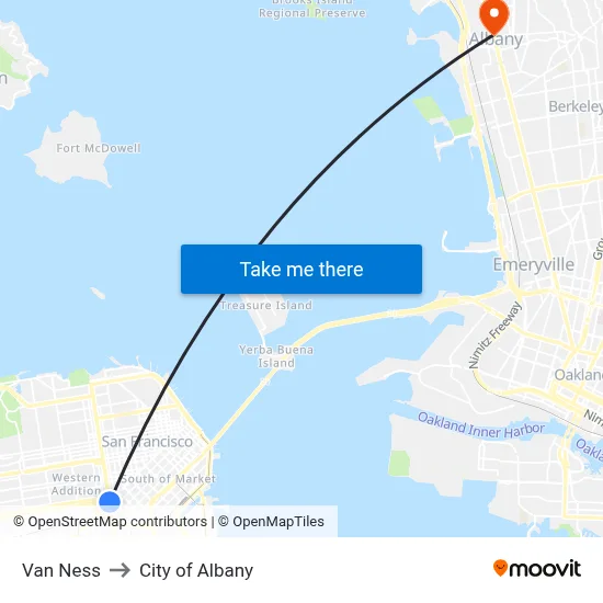 Van Ness to City of Albany map
