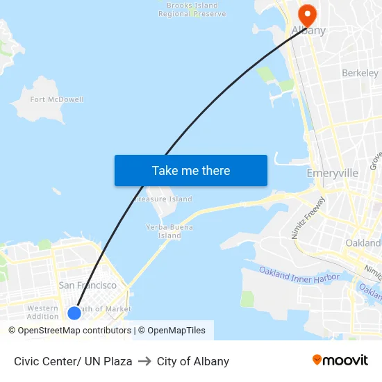 Civic Center/ UN Plaza to City of Albany map