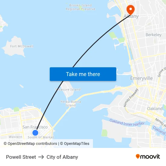 Powell Street to City of Albany map
