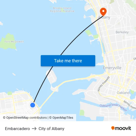 Embarcadero to City of Albany map