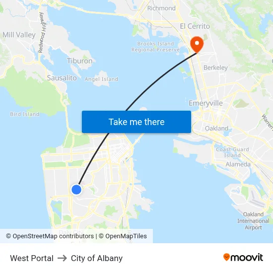 West Portal to City of Albany map