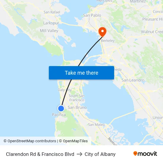 Clarendon Rd & Francisco Blvd to City of Albany map