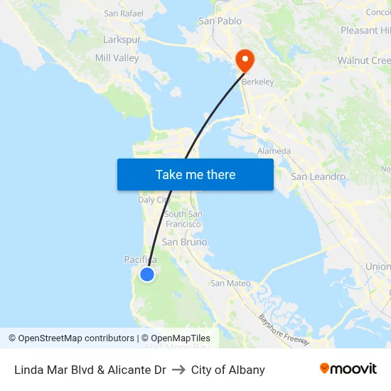 Linda Mar Blvd & Alicante Dr to City of Albany map