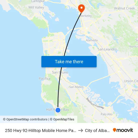 250 Hwy 92-Hilltop Mobile Home Park to City of Albany map