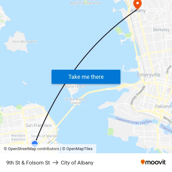 9th St & Folsom St to City of Albany map
