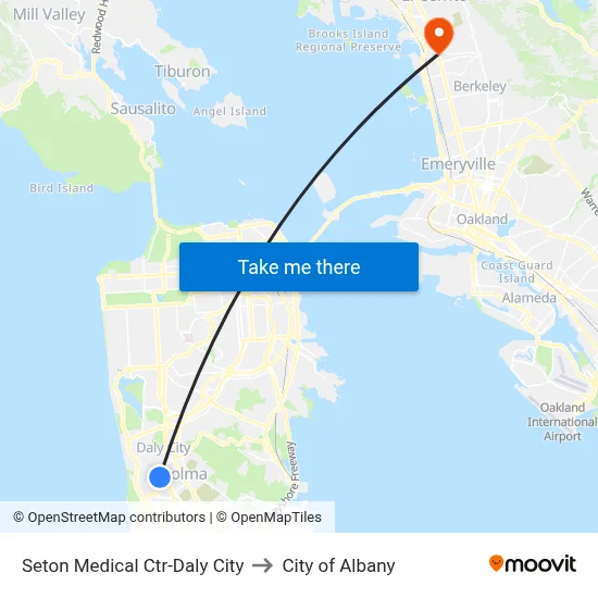Seton Medical Ctr-Daly City to City of Albany map