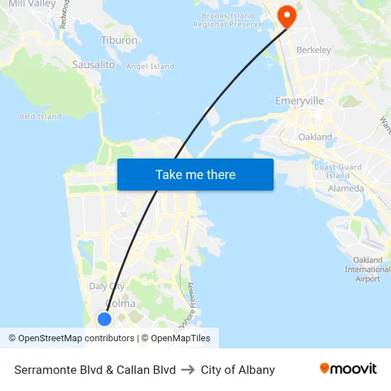 Serramonte Blvd & Callan Blvd to City of Albany map