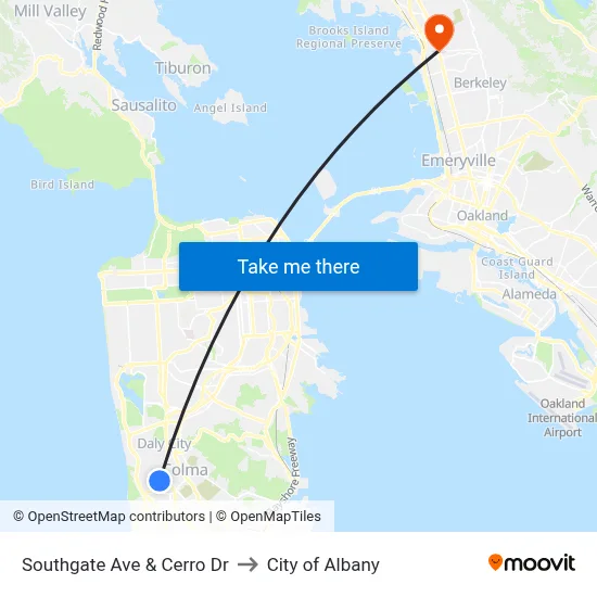 Southgate Ave & Cerro Dr to City of Albany map
