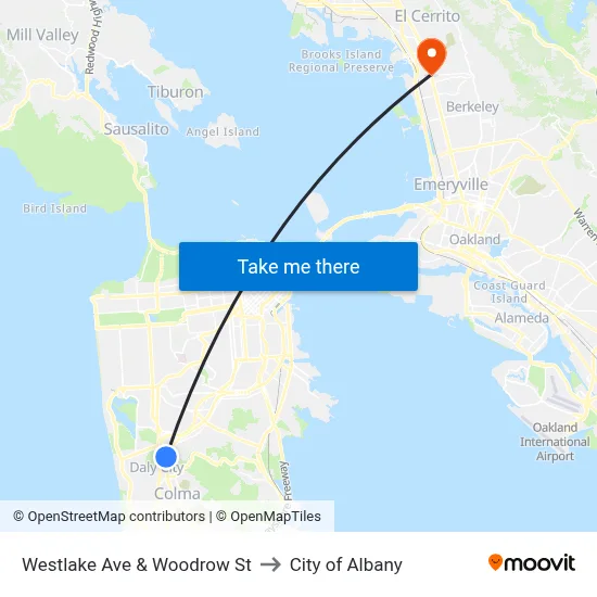 Westlake Ave & Woodrow St to City of Albany map