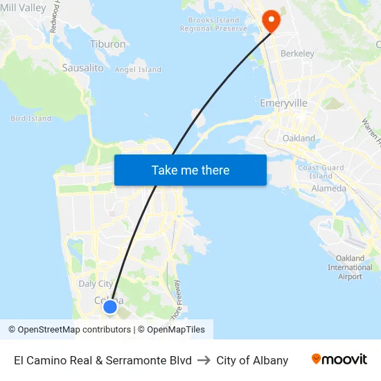 El Camino Real & Serramonte Blvd to City of Albany map