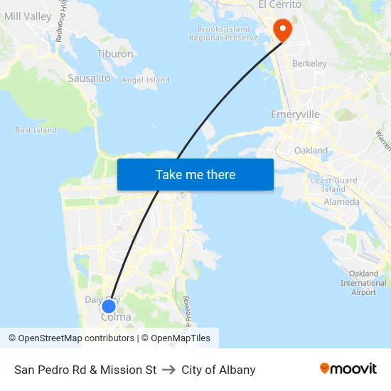 San Pedro Rd & Mission St to City of Albany map