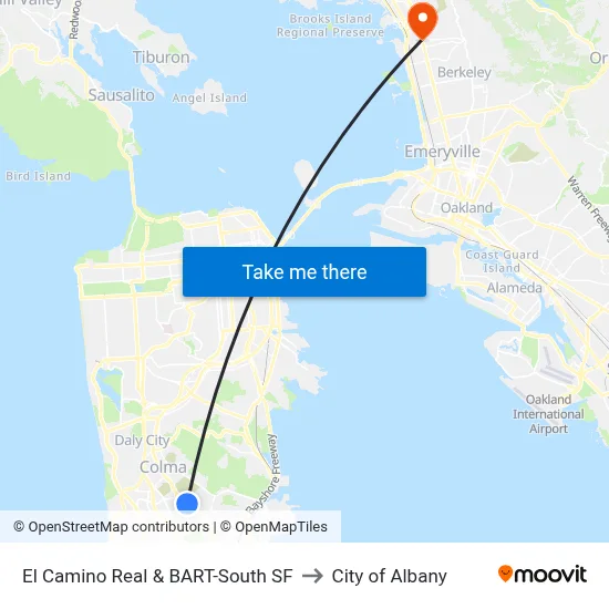 El Camino Real & BART-South SF to City of Albany map